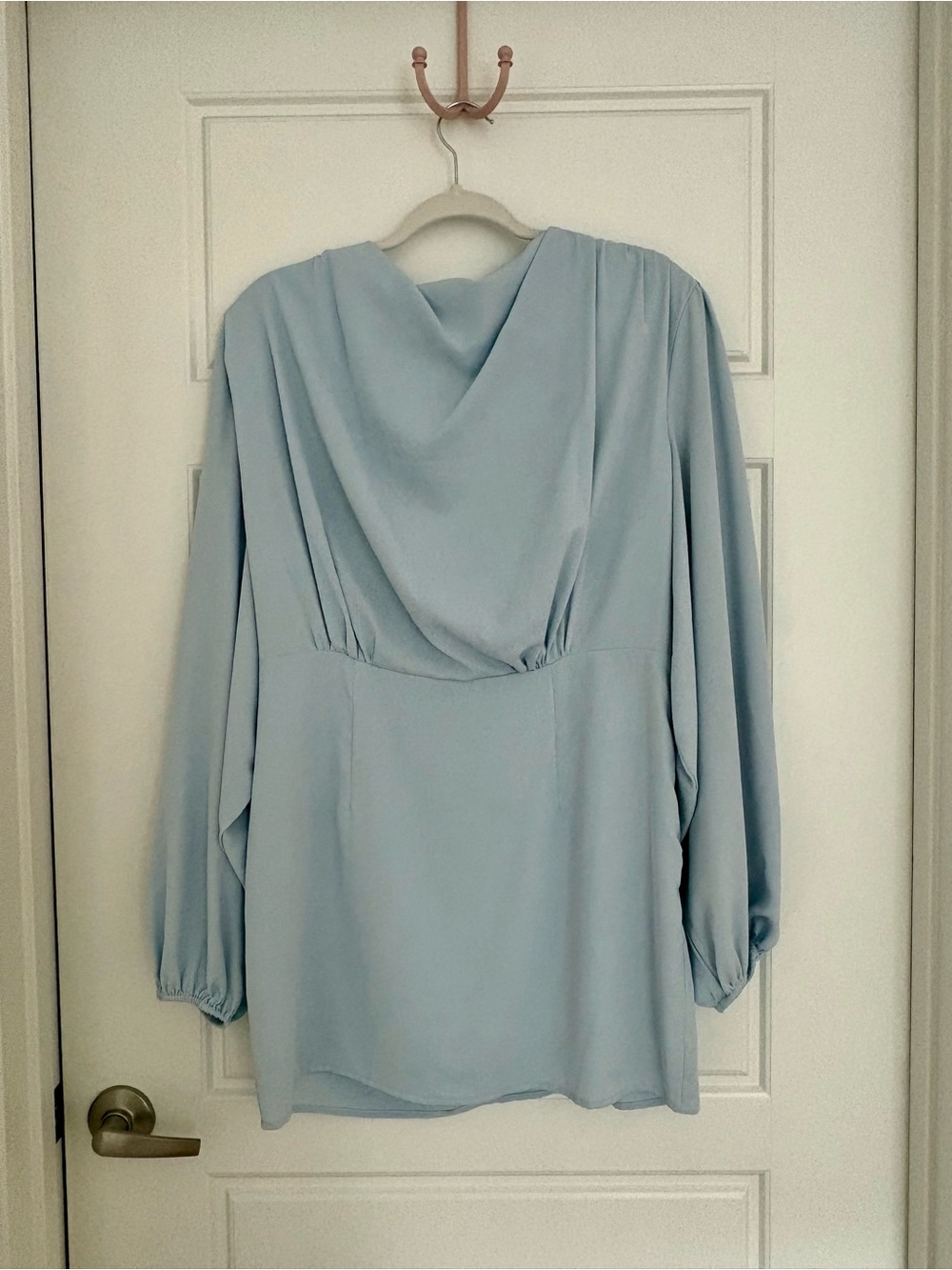 ASOS Light Blue Draped Long-Sleeve Mini Dress